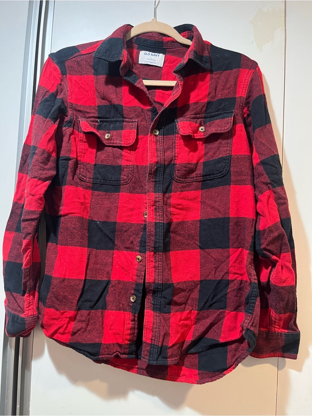 Old Navy Red and Black Plaid Shirt